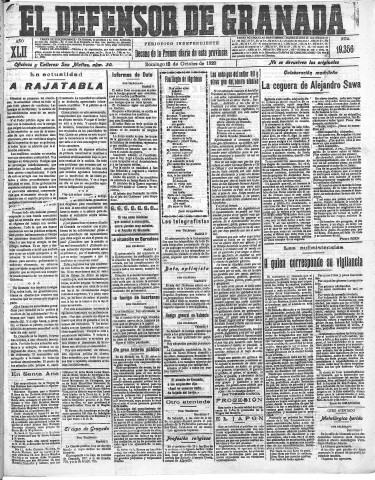 'El Defensor de Granada  : diario político independiente' - Año LXII Número 19356  - 1920 Octubre 10
