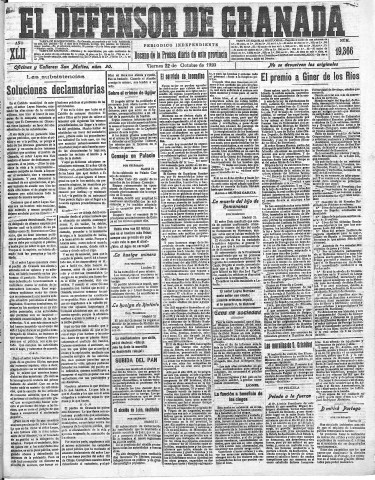 'El Defensor de Granada  : diario político independiente' - Año LXII Número 19366  - 1920 Octubre 22