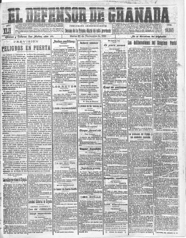 'El Defensor de Granada  : diario político independiente' - Año LXII Número 19393  - 1920 Noviembre 23