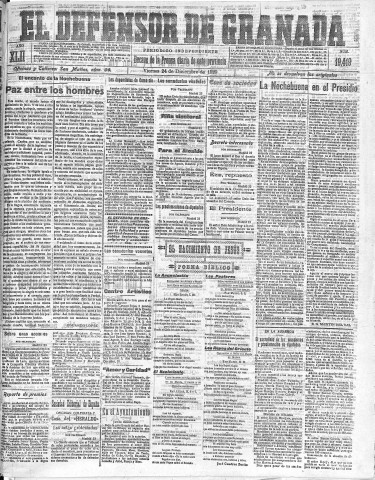 'El Defensor de Granada  : diario político independiente' - Año LXII Número 19419  - 1920 Diciembre 24