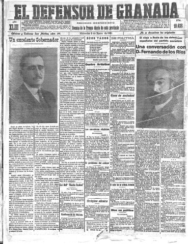 'El Defensor de Granada  : diario político independiente' - Año XLIII Número 19428  - 1921 Enero 05