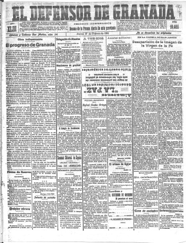 'El Defensor de Granada  : diario político independiente' - Año XLIII Número 19465  - 1921 Febrero 17