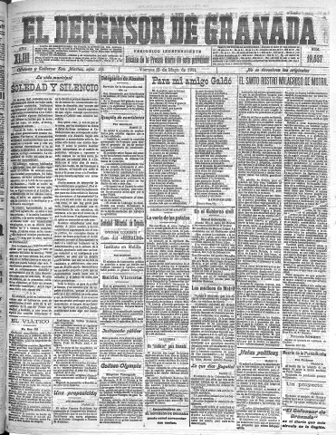 'El Defensor de Granada  : diario político independiente' - Año XLIII Número 19537  - 1921 Mayo 13