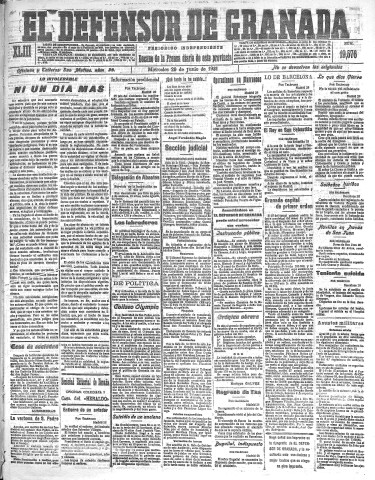 'El Defensor de Granada  : diario político independiente' - Año XLIII Número 19576  - 1921 Junio 29