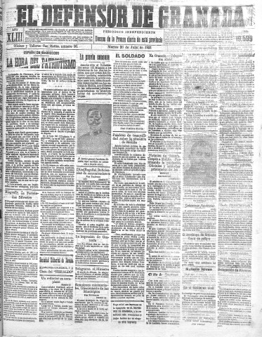'El Defensor de Granada  : diario político independiente' - Año XLIII Número 19599  - 1921 Julio 26