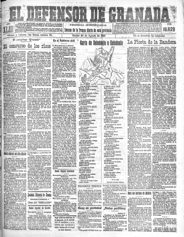 'El Defensor de Granada  : diario político independiente' - Año XLIII Número 19629  - 1921 Agosto 30