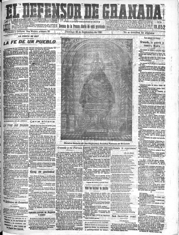 'El Defensor de Granada  : diario político independiente' - Año XLIII Número 19652  - 1921 Septiembre 25