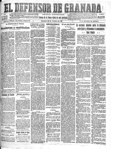 'El Defensor de Granada  : diario político independiente' - Año XLIII Número 19678  - 1921 Octubre 26