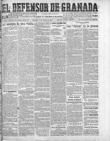 'El Defensor de Granada  : diario político independiente' - Año XLIV Número 19914  - 1922 Agosto 06
