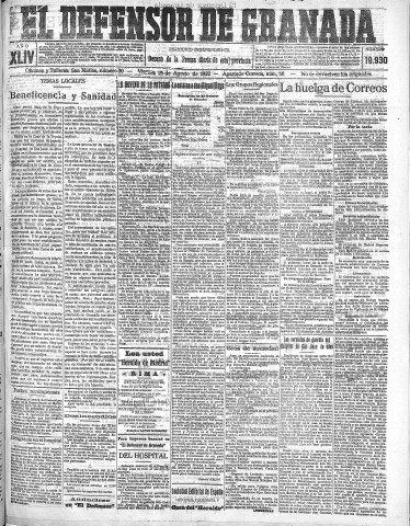 'El Defensor de Granada  : diario político independiente' - Año XLIV Número 19930  - 1922 Agosto 25