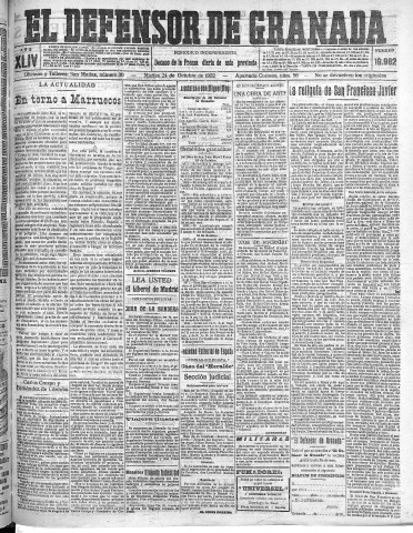 'El Defensor de Granada  : diario político independiente' - Año XLIV Número 19982  - 1922 Octubre 24
