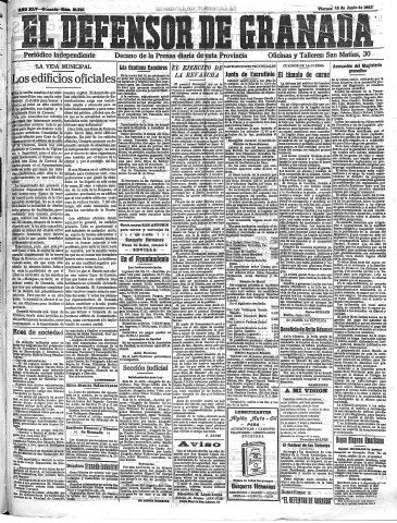 'El Defensor de Granada  : diario político independiente' - Año XLV Número 21081  - 1923 Junio 15