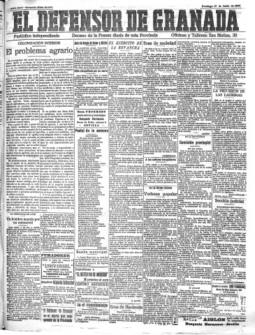 'El Defensor de Granada  : diario político independiente' - Año XLV Número 21083  - 1923 Junio 17