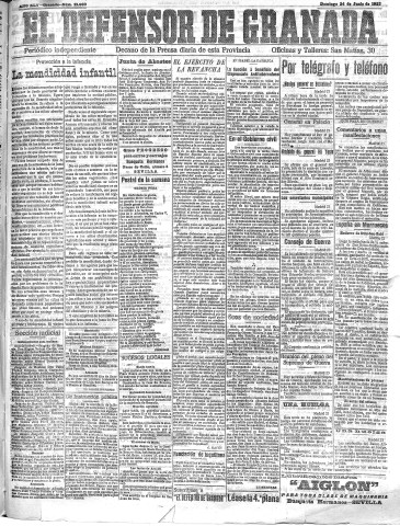 'El Defensor de Granada  : diario político independiente' - Año XLV Número 21089  - 1923 Junio 24