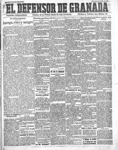 'El Defensor de Granada  : diario político independiente' - Año XLV Número 22009  - 1923 Julio 18