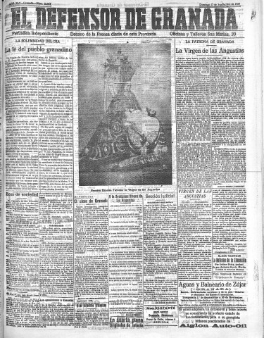 'El Defensor de Granada  : diario político independiente' - Año XLV Número 22067  - 1923 Septiembre 23