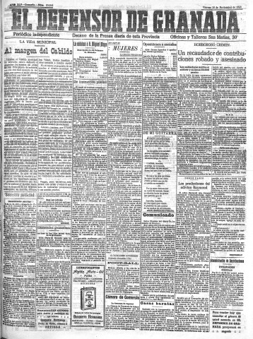 'El Defensor de Granada  : diario político independiente' - Año XLV Número 23014  - 1923 Noviembre 30