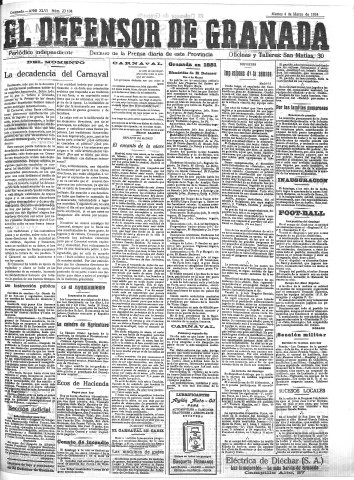 'El Defensor de Granada  : diario político independiente' - Año XLVI Número 23104  - 1924 Marzo 04