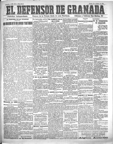 'El Defensor de Granada  : diario político independiente' - Año XLVI Número 23122  - 1924 Marzo 25