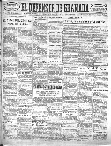 'El Defensor de Granada  : diario político independiente' - Año XLVI Número 23218 Ed. Mañana - 1924 Junio 14