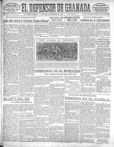 'El Defensor de Granada  : diario político independiente' - Año XLVI Número 23361 Ed. Mañana - 1924 Septiembre 07