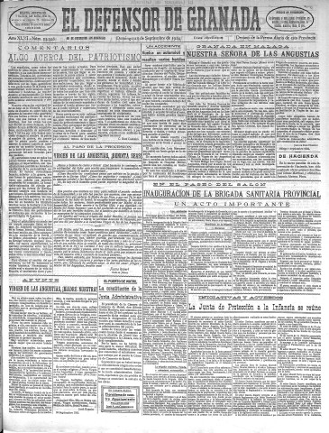 'El Defensor de Granada  : diario político independiente' - Año XLVI Número 23398 Ed. Mañana - 1924 Septiembre 28