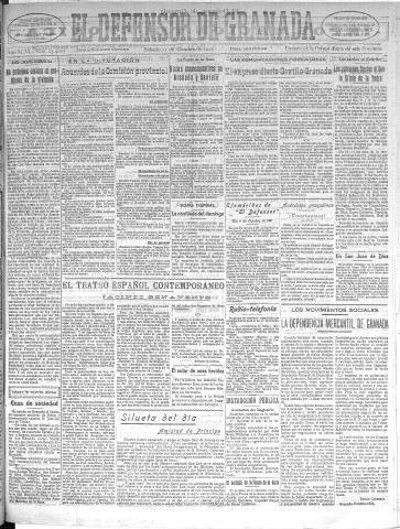'El Defensor de Granada  : diario político independiente' - Año XLVI Número 23425 Ed. Mañana - 1924 Octubre 11