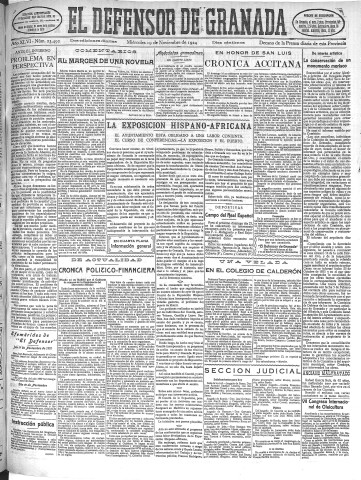 'El Defensor de Granada  : diario político independiente' - Año XLVI Número 23492 Ed. Mañana - 1924 Noviembre 19