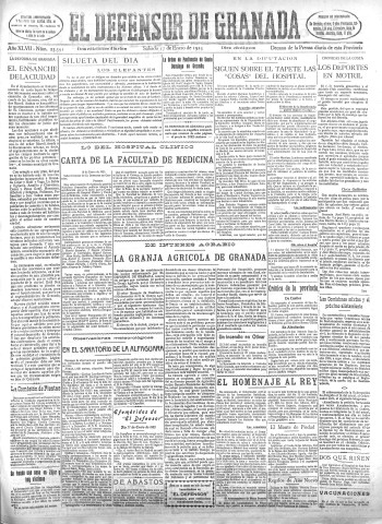 'El Defensor de Granada  : diario político independiente' - Año XLVII Número 23591 Ed. Mañana - 1925 Enero 17