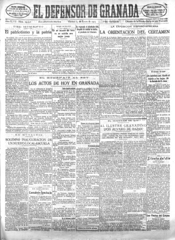 'El Defensor de Granada  : diario político independiente' - Año XLVII Número 23596 Ed. Mañana - 1925 Enero 23