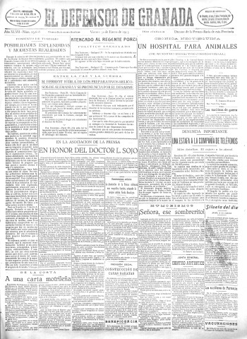 'El Defensor de Granada  : diario político independiente' - Año XLVII Número 23604 Ed. Mañana - 1925 Enero 30