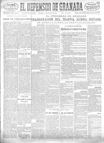 'El Defensor de Granada  : diario político independiente' - Año XLVII Número 23639 Ed. Mañana - 1925 Febrero 22