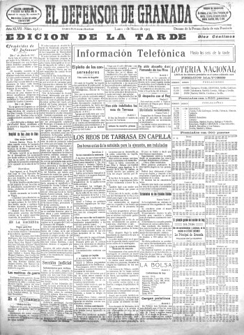 'El Defensor de Granada  : diario político independiente' - Año XLVII Número 23652 Ed. Tarde - 1925 Marzo 02