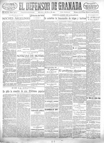 'El Defensor de Granada  : diario político independiente' - Año XLVII Número 23655 Ed. Mañana - 1925 Marzo 04
