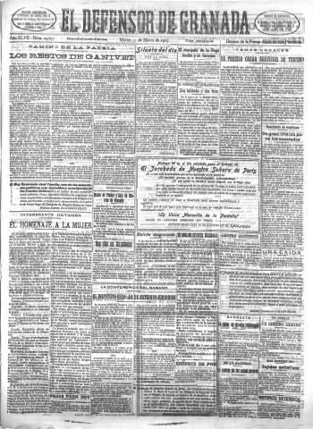 'El Defensor de Granada  : diario político independiente' - Año XLVII Número 23677 Ed. Mañana - 1925 Marzo 17