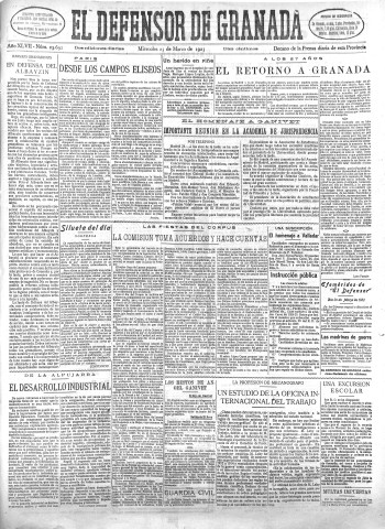 'El Defensor de Granada  : diario político independiente' - Año XLVII Número 23692 Ed. Mañana - 1925 Marzo 25