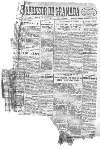 'El Defensor de Granada  : diario político independiente' - Año XLVII Número 23704 Ed. Mañana - 1925 Abril 01