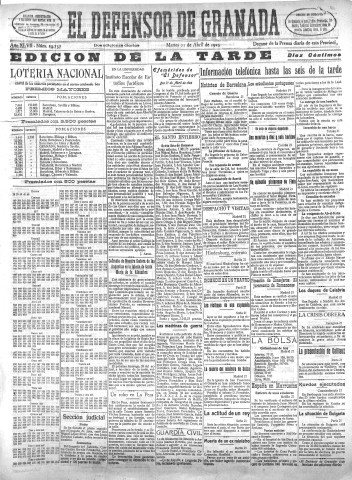 'El Defensor de Granada  : diario político independiente' - Año XLVII Número 23737 Ed. Tarde - 1925 Abril 21