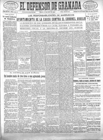'El Defensor de Granada  : diario político independiente' - Año XLVII Número 23748 Ed. Mañana - 1925 Abril 28