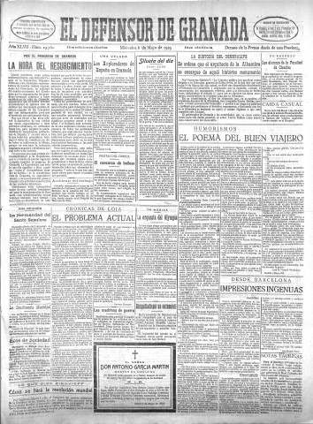 'El Defensor de Granada  : diario político independiente' - Año XLVII Número 23760 Ed. Mañana - 1925 Mayo 06