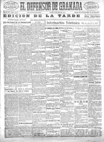'El Defensor de Granada  : diario político independiente' - Año XLVII Número 23779 Ed. Tarde - 1925 Mayo 16