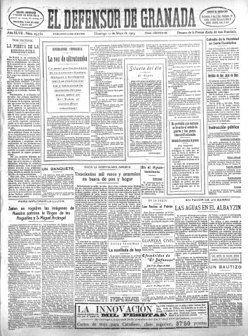 'El Defensor de Granada  : diario político independiente' - Año XLVII Número 23780 Ed. Mañana - 1925 Mayo 17