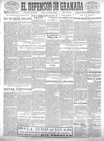 'El Defensor de Granada  : diario político independiente' - Año XLVII Número 23790 Ed. Mañana - 1925 Mayo 23