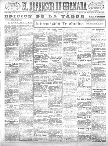 'El Defensor de Granada  : diario político independiente' - Año XLVII Número 23791 Ed. Tarde - 1925 Mayo 23