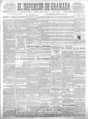 'El Defensor de Granada  : diario político independiente' - Año XLVII Número 23802 Ed. Mañana - 1925 Mayo 30