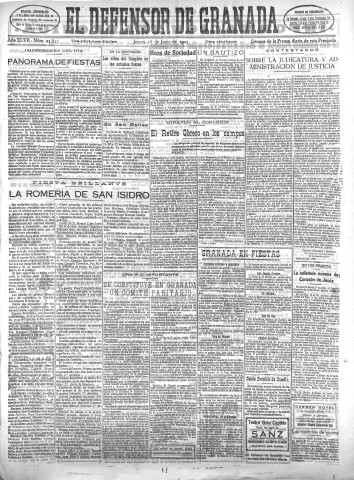 'El Defensor de Granada  : diario político independiente' - Año XLVII Número 23832 Ed. Mañana - 1925 Junio 18