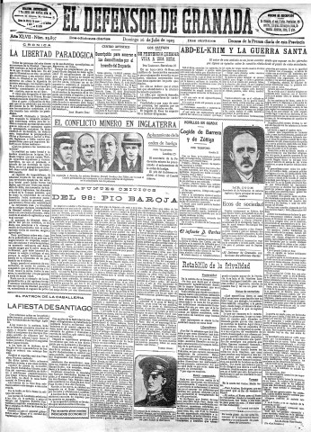 'El Defensor de Granada  : diario político independiente' - Año XLVII Número 23897 Ed. Mañana - 1925 Julio 26