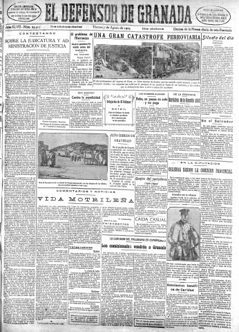 'El Defensor de Granada  : diario político independiente' - Año XLVII Número 23907 Ed. Mañana - 1925 Agosto 07