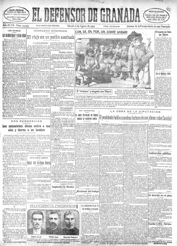 'El Defensor de Granada  : diario político independiente' - Año XLVII Número 23909 Ed. Mañana - 1925 Agosto 08