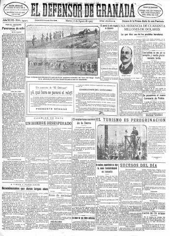 'El Defensor de Granada  : diario político independiente' - Año XLVII Número 23925 Ed. Mañana - 1925 Agosto 18
